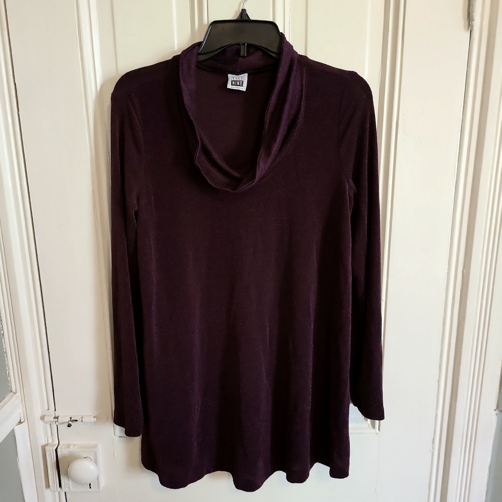 Take Nine Maternity Dark Purple Shimmer Cowl Neck Blouse